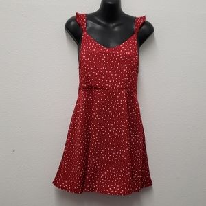 Blood red and white  Polka dot tank dress small